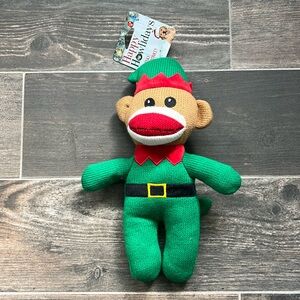Holiday Sock Monkey Dog Toy